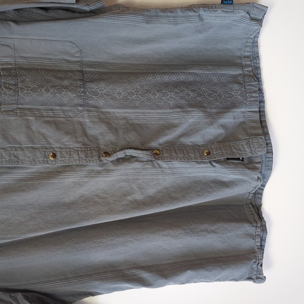 Kuhl Blue/Gray Short Sleeve Button Down Shirt - Size 2XL - Picture 3 of 8